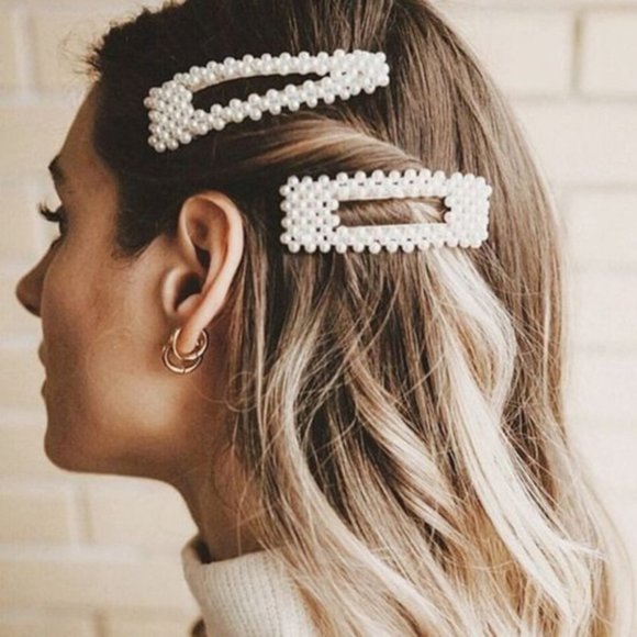 5 for $25 Pearl Hair Clip Rectangle Barrette Clip - Picture 2 of 4